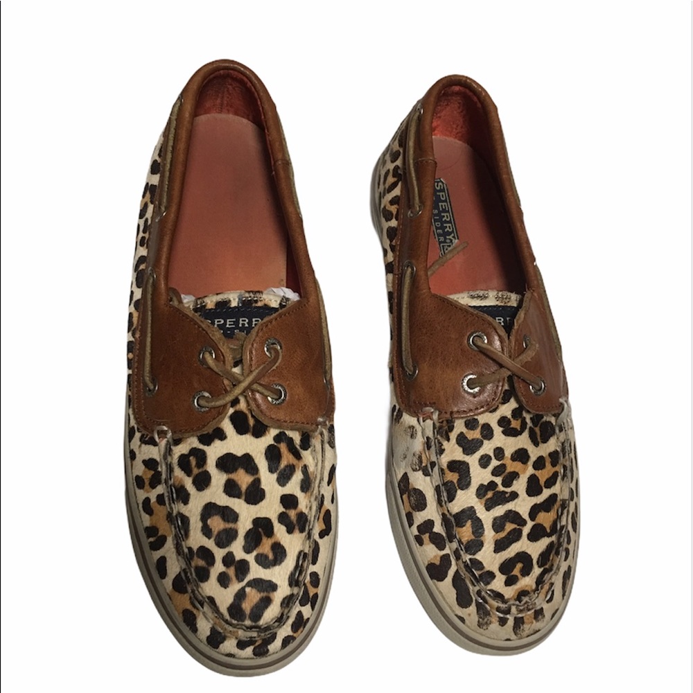 SPERRY TOP SIDER LEATHER BOAT SHOES CHEETAH SZ 9 MOB WIFE